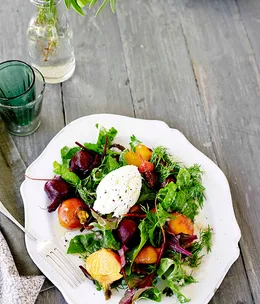 Beetroot, silverbeet and goat’s curd salad
