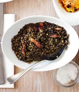 Lentils with pancetta and pistou