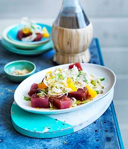 Tuna crudo with pickled fennel and orange