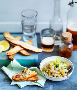 Kingfish crostini with chilli-garlic oil