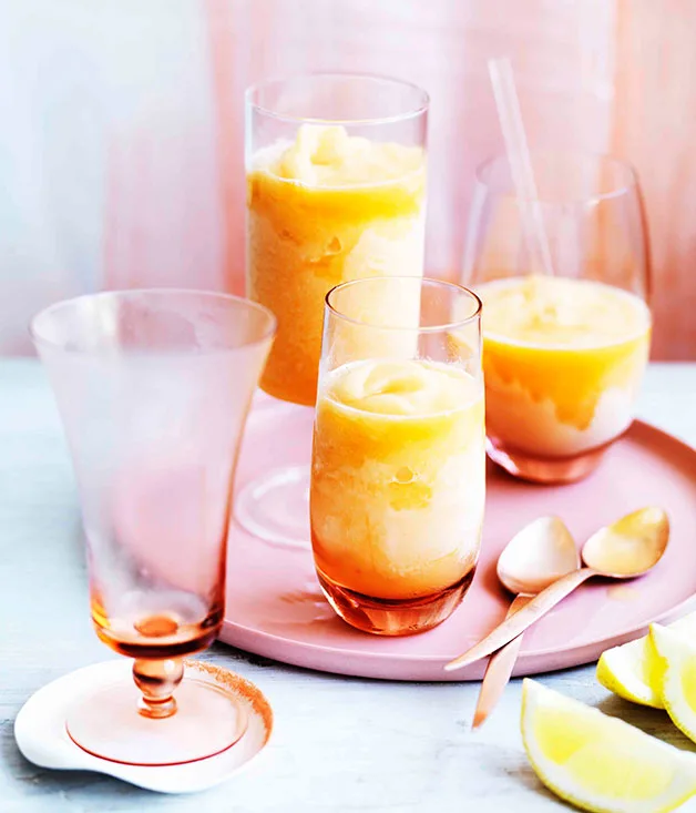 Rockmelon, lemon and gin slushies