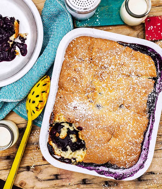 Blueberry cobbler with lemon curd cream