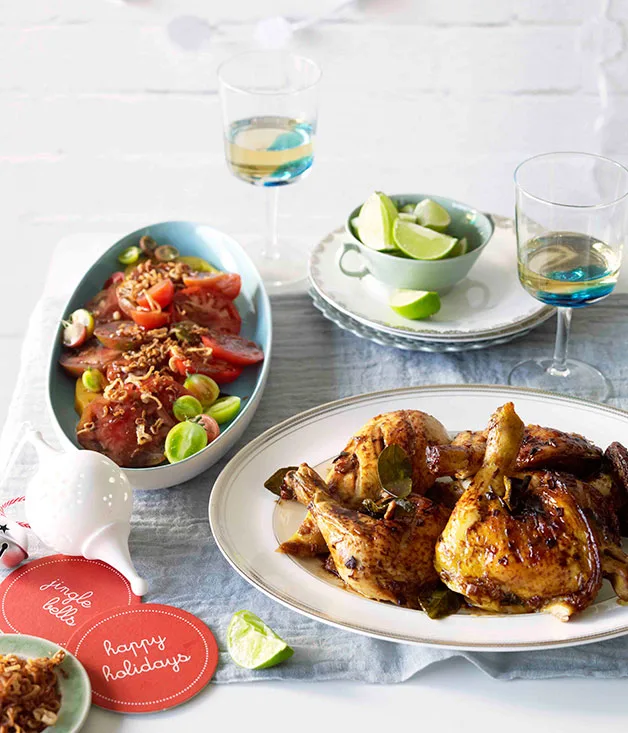 Roast chilli chicken with tomato and tamarind salad