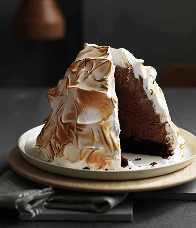 Guinness and chocolate ice-cream bombe Alaska