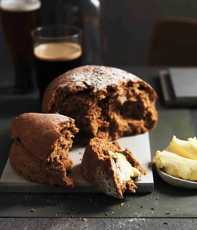 Black beer and caraway bread with homemade butter
