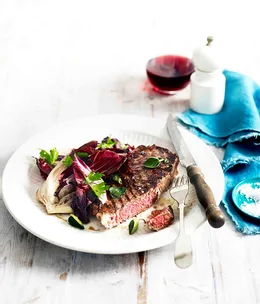 Beef sirloin with wilted radicchio
