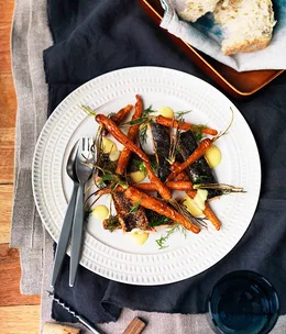 Smoked trout, Dutch carrots and butter sauce