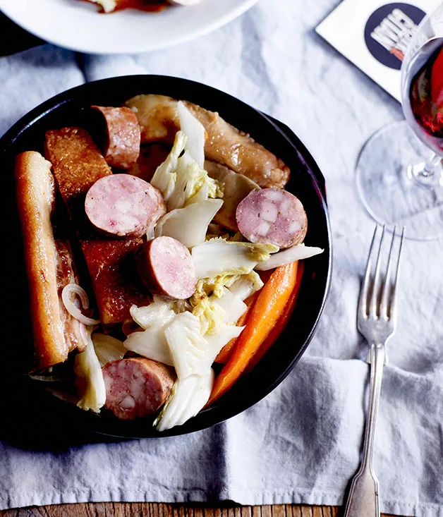 Our own choucroute of pork, pickled cabbage and smoked sausage