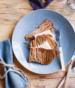 Walnut oil parfait and crisp barley sandwiches