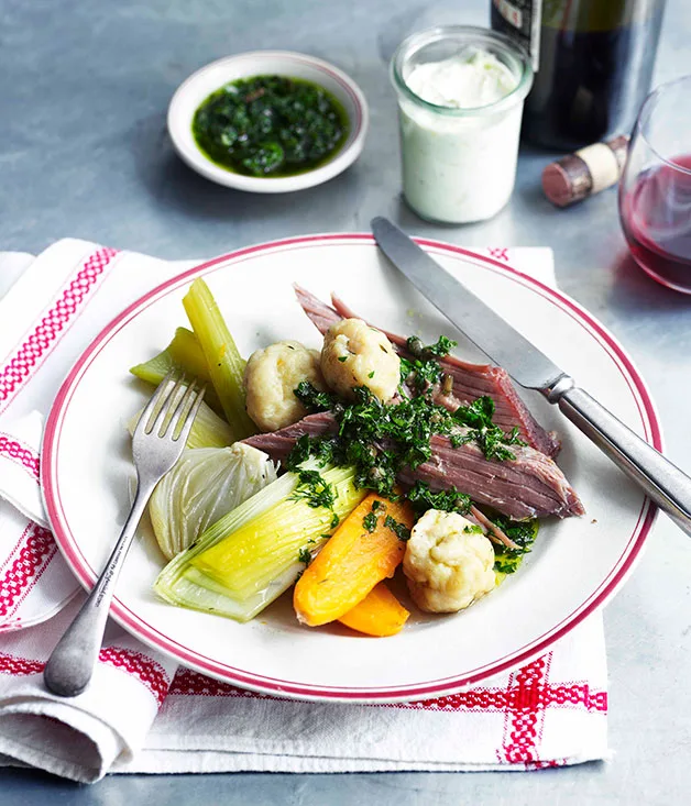 Boiled beef and dumplings