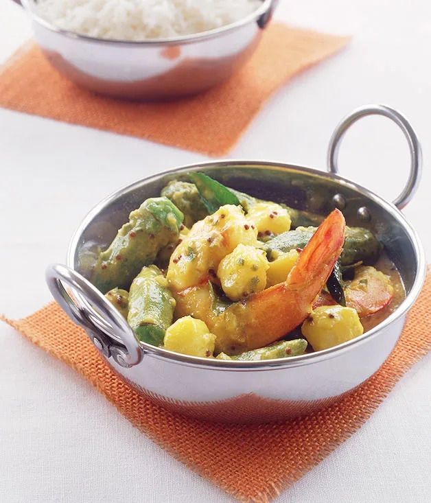 Indian-style prawn, turmeric and okra curry