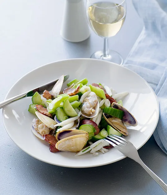 Sauteed cuttlefish, chorizo and cucumber | Gourmet Traveller