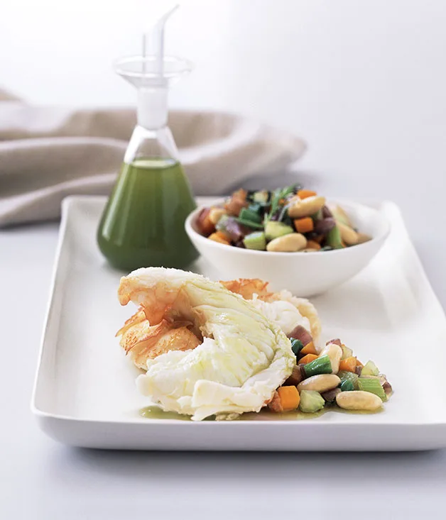 Lobster with vegetables and tarragon oil