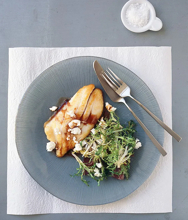 Pan-fried John Dory agrodolce with endive and goat’s cheese