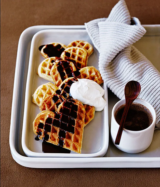 Waffles with chocolate and Pedro Ximénez sauce