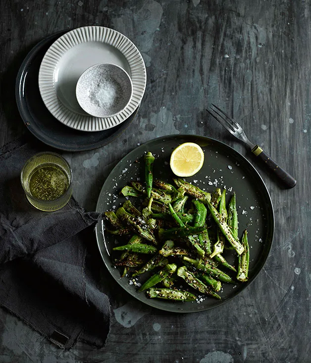 Okra with panch phora and lemon