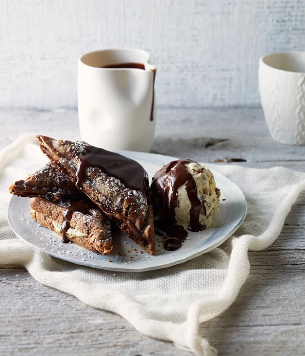 Sweet ricotta jaffles with cinnamon toast ice-cream