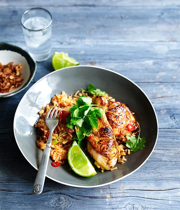 Grilled lemongrass chicken with tomato rice