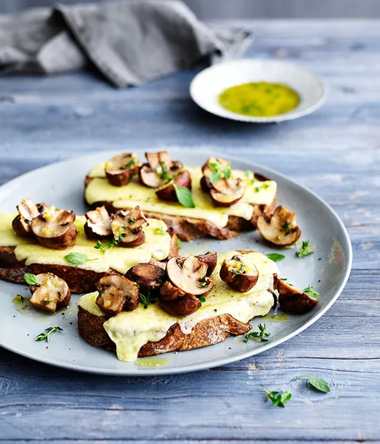 Roast mushrooms on Gruyère toast recipe | Gourmet Traveller