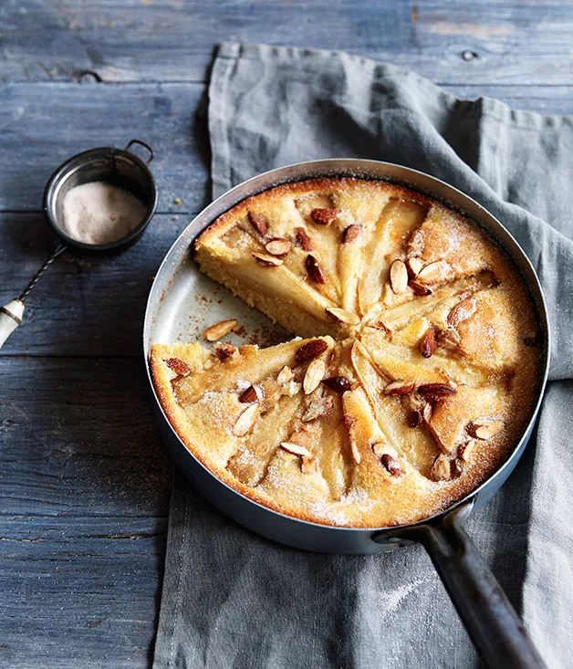 Pear and almond skillet cake