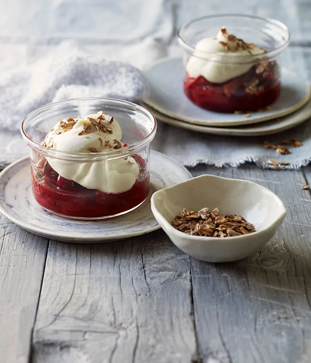 Cranachan with roast rhubarb