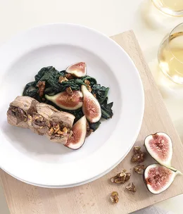 Walnut and caramelised onion-stuffed pork