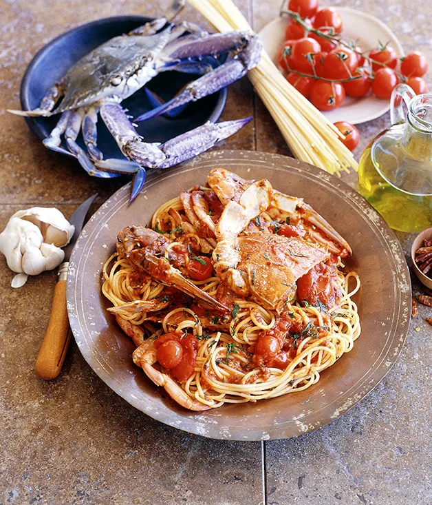 Spaghetti and crab