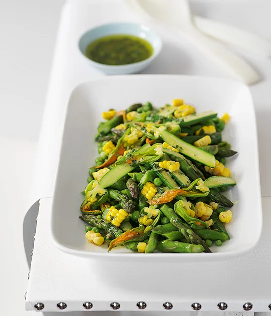 Summer Vegetable Salad with Mint and Lemon Dressing