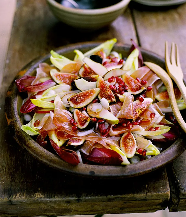 Fig, prosciutto, pear and witlof salad with pomegranate vinaigrette