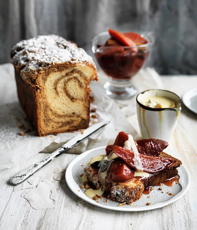 Ginger twist with quince and spiced custard