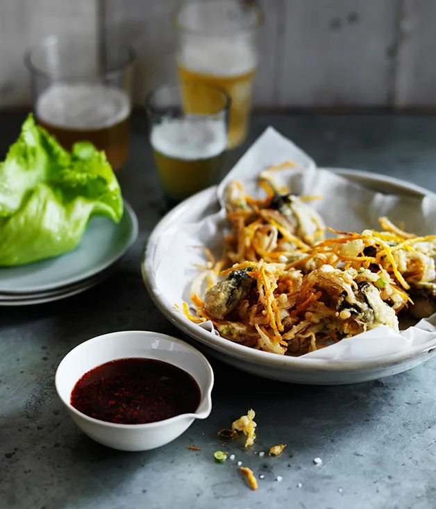 Oyster fritters with tamarind sauce