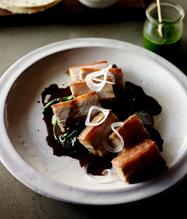 Pork belly in chilli-chocolate piloncillo sauce