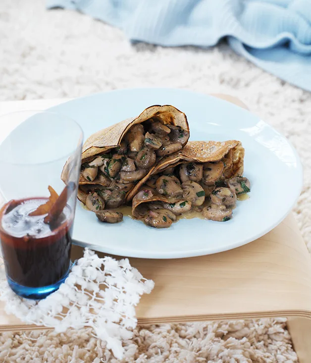 Buckwheat crepes with mushrooms
