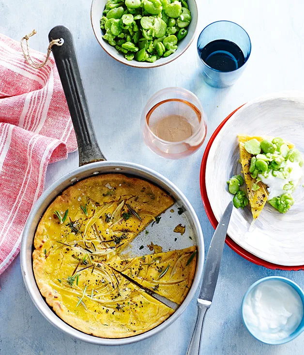 Socca with rosemary, onion and tapenade