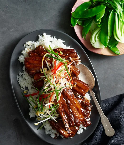 Glazed pork ribs with hoisin and star anise