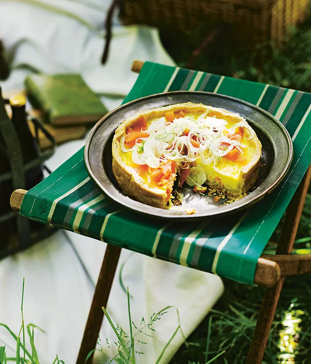 Smoked trout and fennel tart