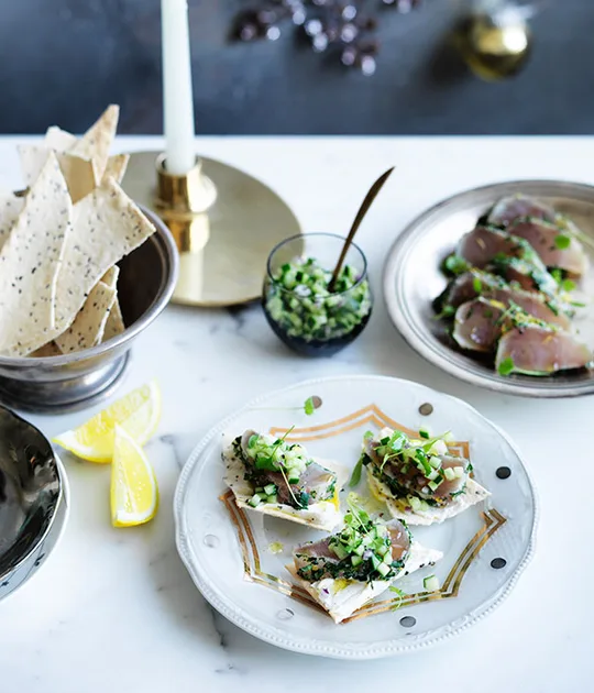 Citrus-Cured Kingfish With Lemon Labne Appetiser
