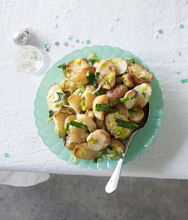 Roast potato salad with mustard salad cream