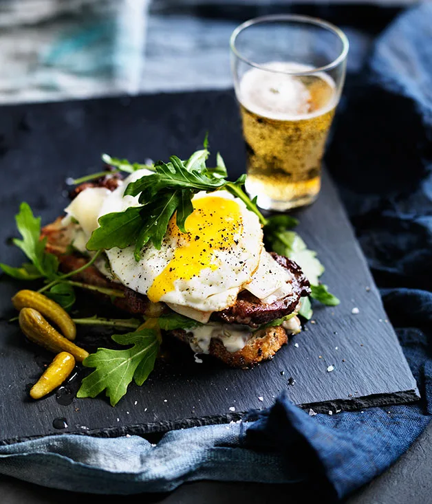 Barbecued tri-tip steak sandwiches with anchovy mayo and provolone