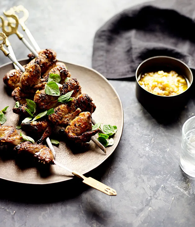 Barbecued quail with pickled-grape salsa