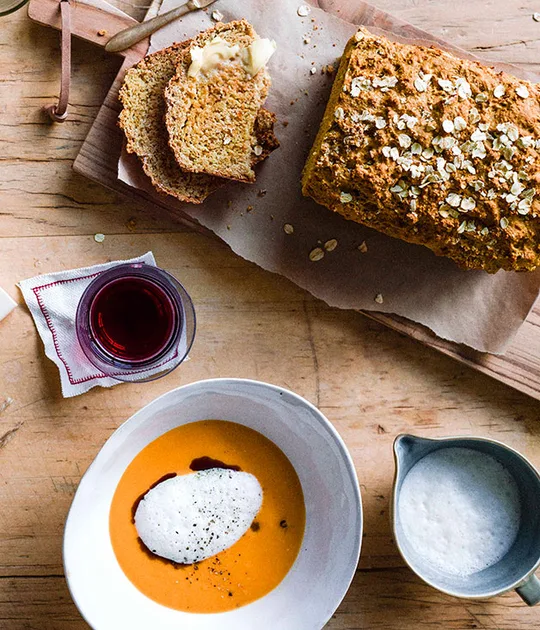 Pumpkin Soup with Ginger Milk by Brett Graham