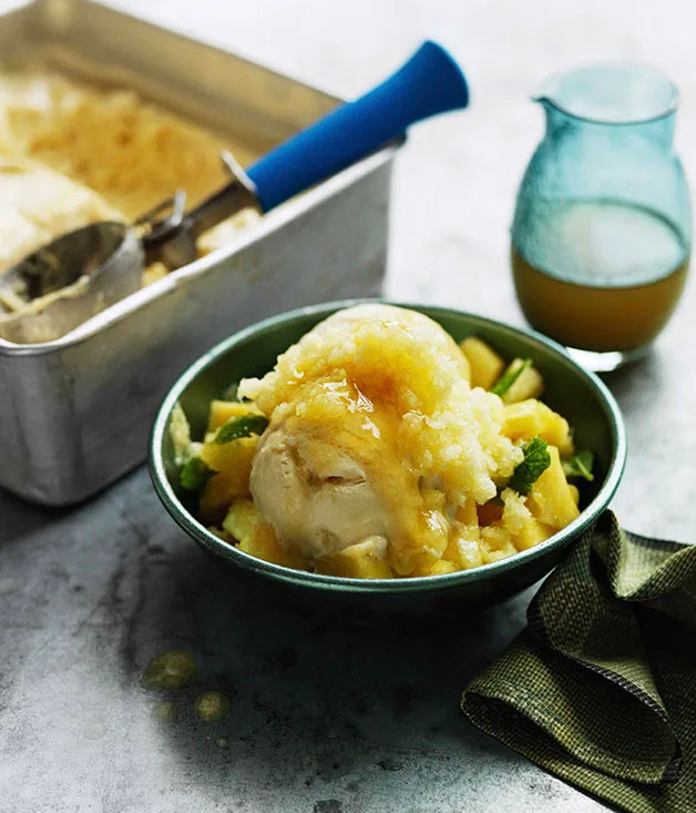 Pineapple, lime and vanilla sundae