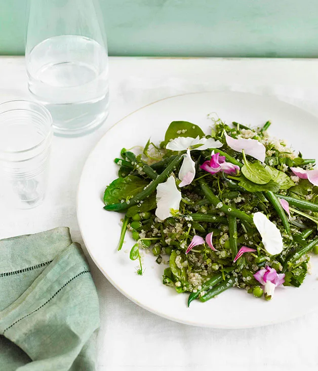 Quinoa with peas, beans, lemon and herb