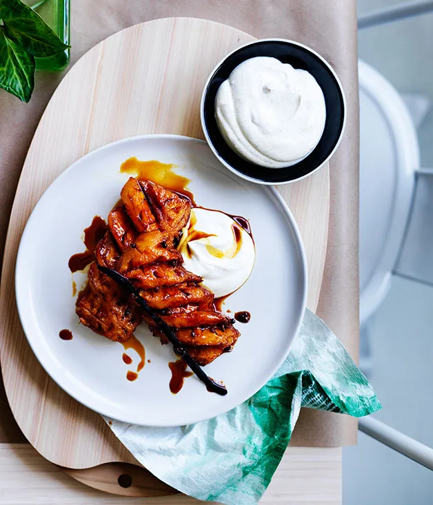 Caramelised pineapple with Sichuan pepper and vanilla yoghurt