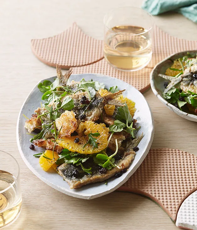 Sardines with orange, currants and rosemary