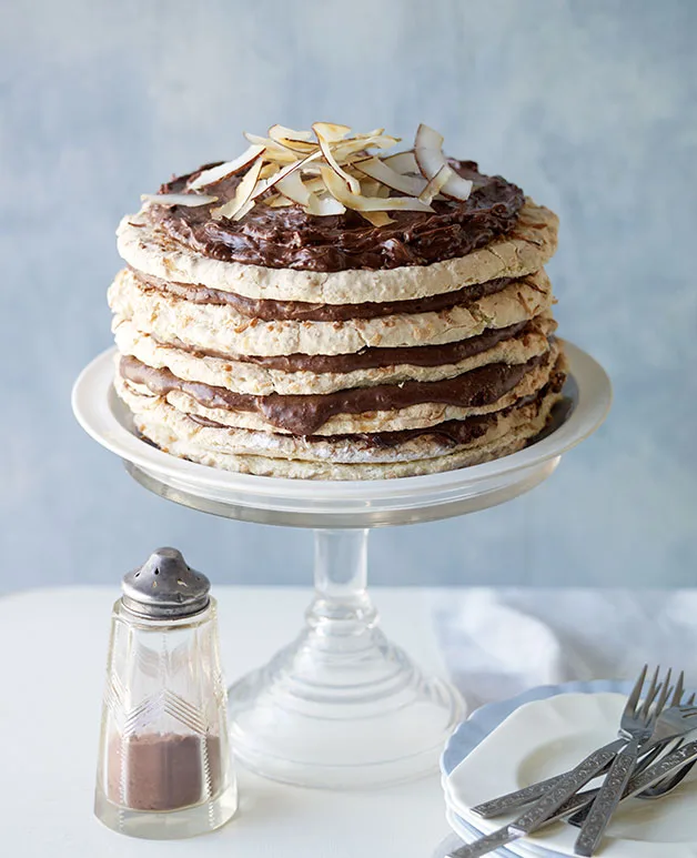 Choc-coconut macaroon cake