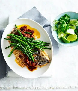 Crisp fish with sambal and snake beans