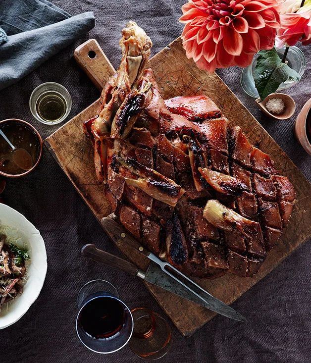 Slow-roasted pork shoulder with fennel