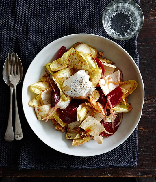 Beetroot, Walnut and Endive with Pomegranate Dressing