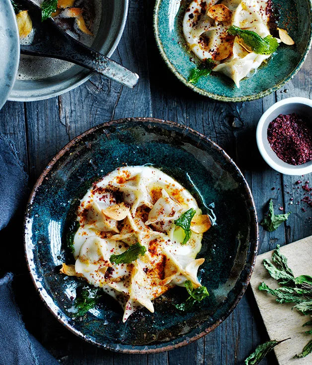 Lamb manti with yoghurt, sumac and dried mint